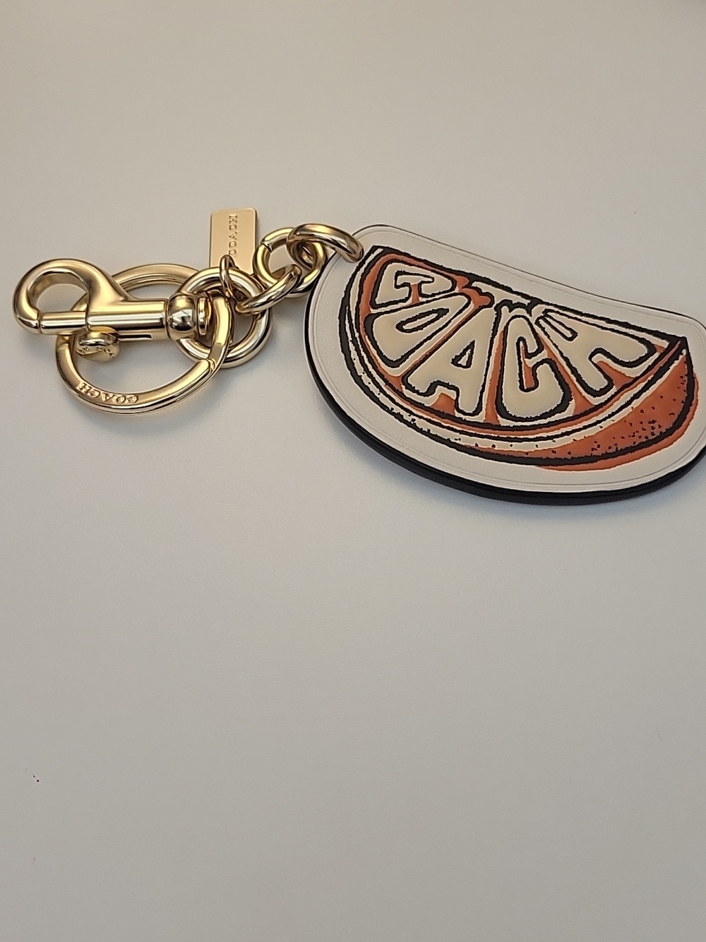Coach White and Orange Citrus Key Charm with Gold Hardware - Picture 4 of 6